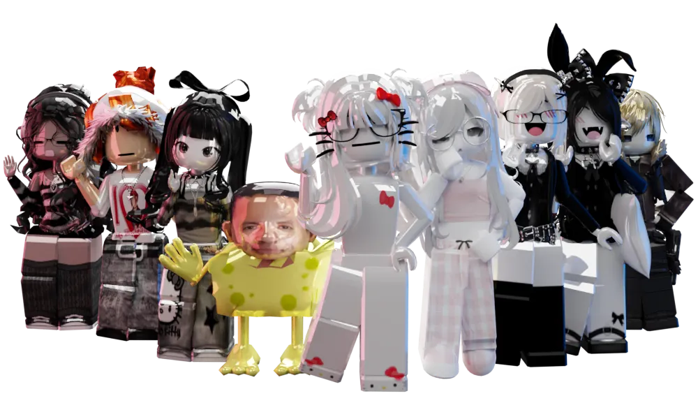 Foto em conjunto da skin do Roblox de todos os membros da equipe :)